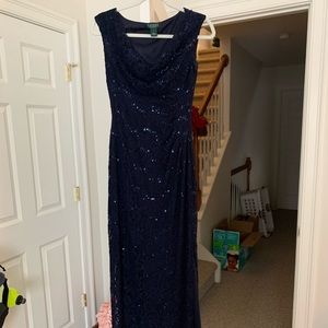 LAUREN RAPLH LAUREN EVENING COLLECTION Navy blue dress with sequins size 4